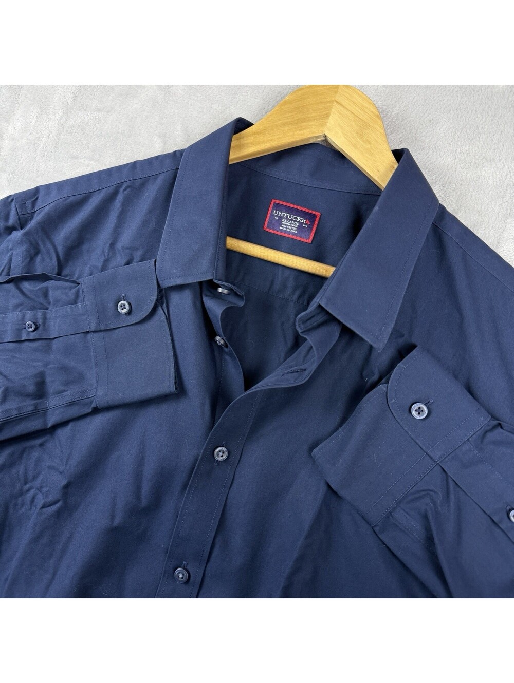UNTUCKit Castello Shirt Navy XL Regular Fit Long Sleeve Cotton Dress Casual Prep